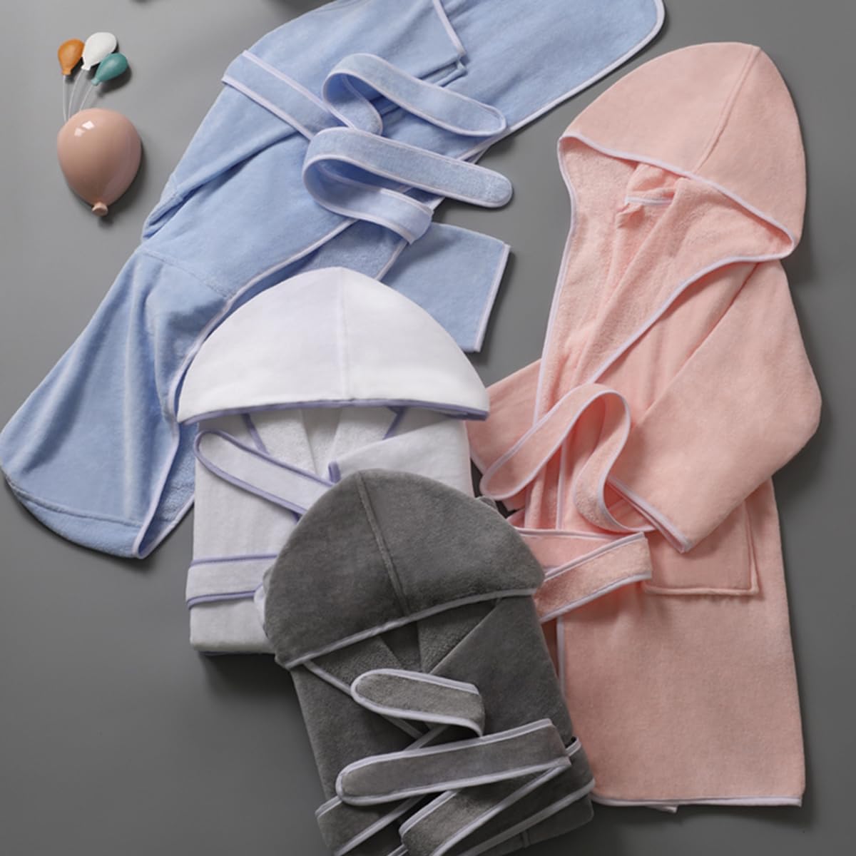 Boys&Girls Kids Robe Soft Towel Absorbent Hooded Toddler Bathrobe Cloth 100% Cotton Robes Spa Sleepwear for Gifts