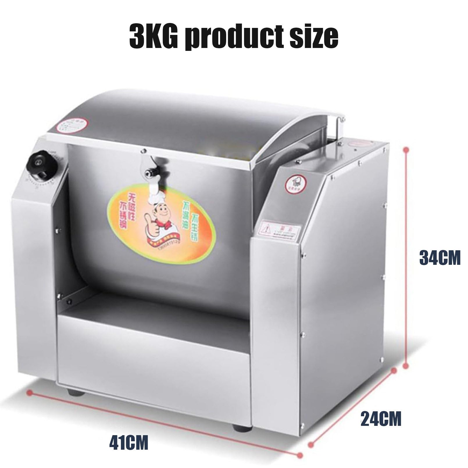 Macchina impastatrice in Acciaio Inossidabile, impastatrice per Pizza, impastatrice Commerciale, impastatrice per Farina Professionale da 5 kg per Pasta, Pasta e Pizza, 3 kg