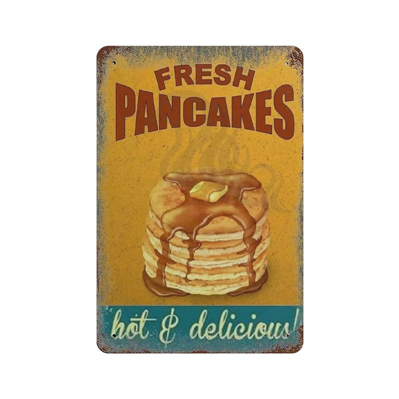 Metal Tin Sign Fresh Pancakes Vintage Tin Poster Metal Sign Wall Decoration Country Kitchen Home Garage Decor 12"x8"