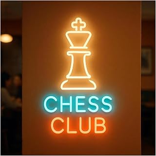Hängende Kunst Leuchtreklamen Chess Club Neonschild, Einstellbare Helligkeit Für Schachfiguren, Club, Heimdekoration, Licht, 45cm(EIN)