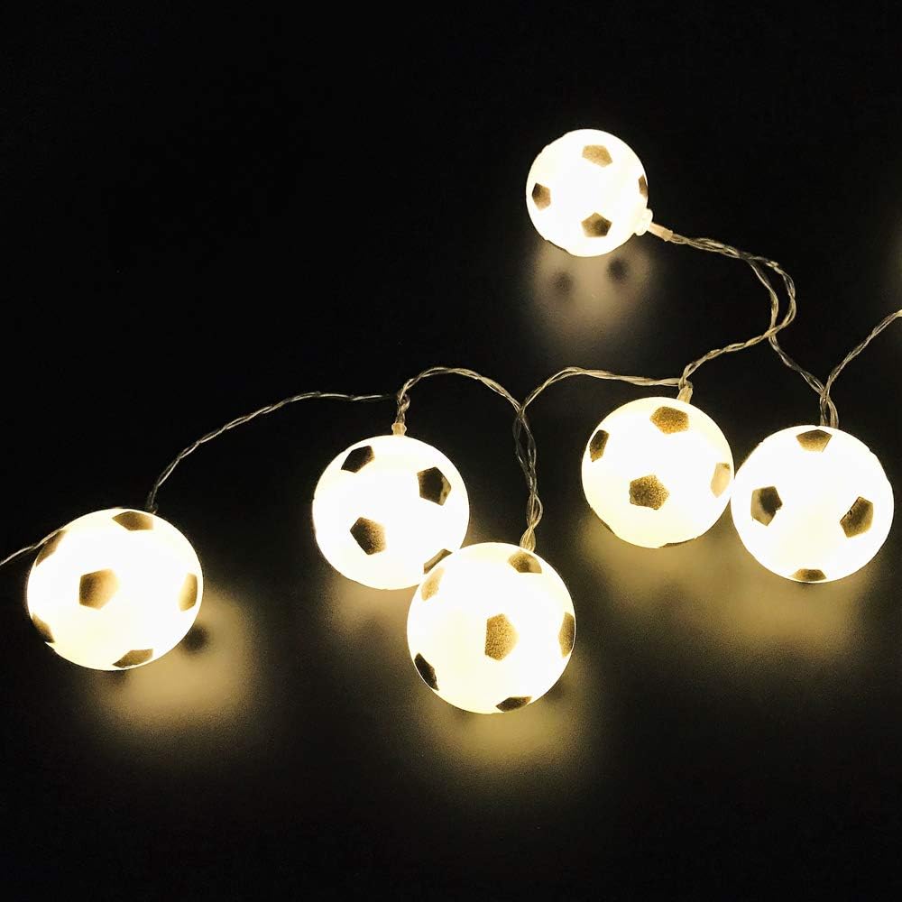 Multicolor Football Soccer LED String Lights, 9.8Ft 3M 20LED Battery Operated, Indoor Outdoor Sports Theme Home Party Bedroom Decor