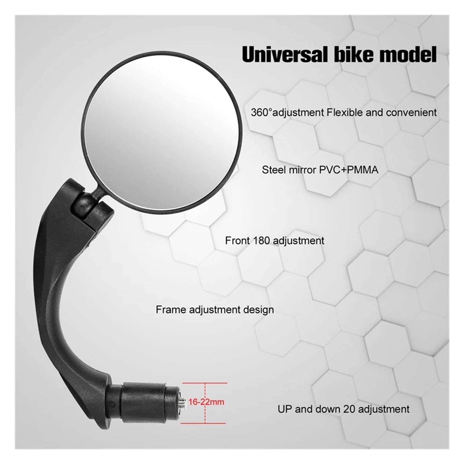 Specchietto Retrovisore per Bicicletta Specchietto retrovisore for bicicletta HD regolabile, ampio angolo, convesso, for manubrio, sicurezza in(2PCS)