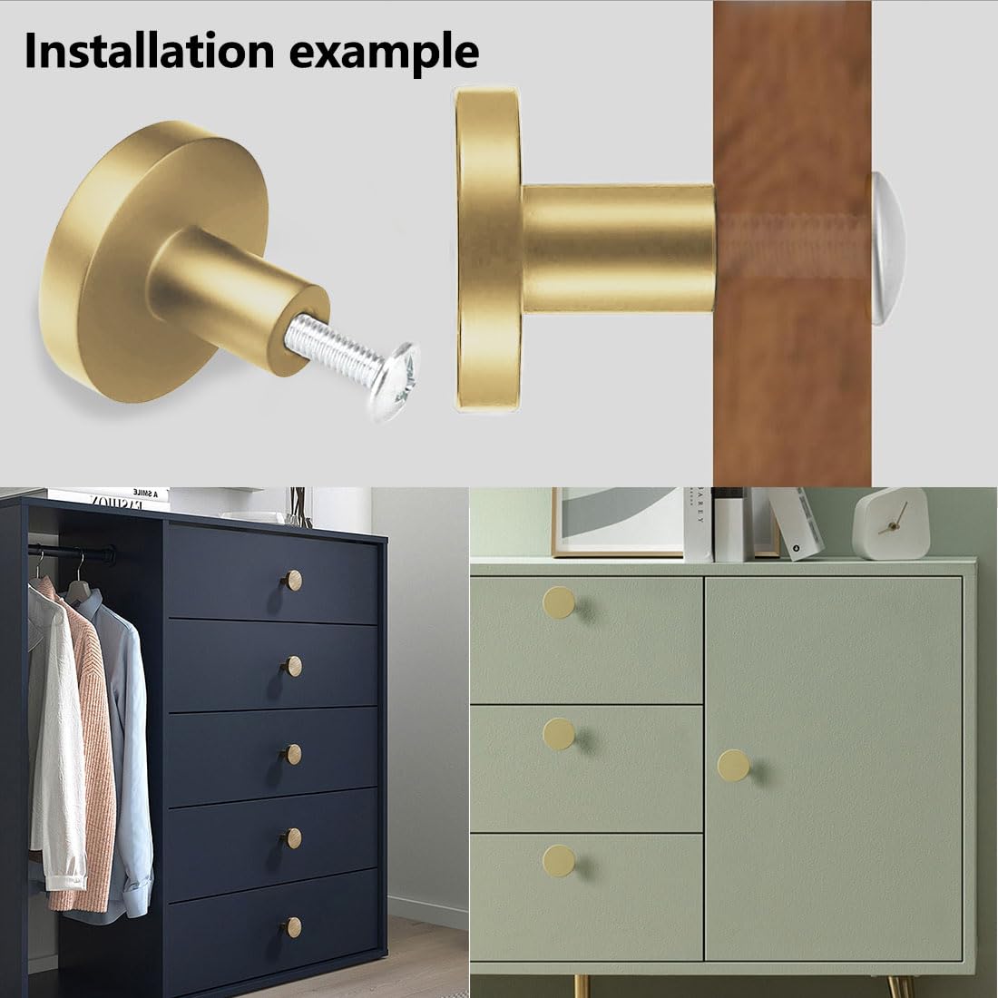 SHSMPXOY 6 PCS Drawer Knobs,30mm Kitchen Cupboard Door Knobs,Modern Cabinet Knobss,Kitchen Cupboard Knobss Door Handles,Stainless Steel Single Hole Handle with Screws for Home Decorating(Gold) - Image 4
