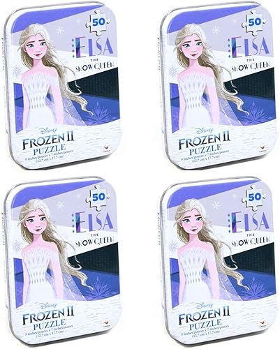 Spin Master [Paquete de 4] Disney Frozen II - Rompecabezas de 50 piezas de Elsa la reina de las nieves en lata