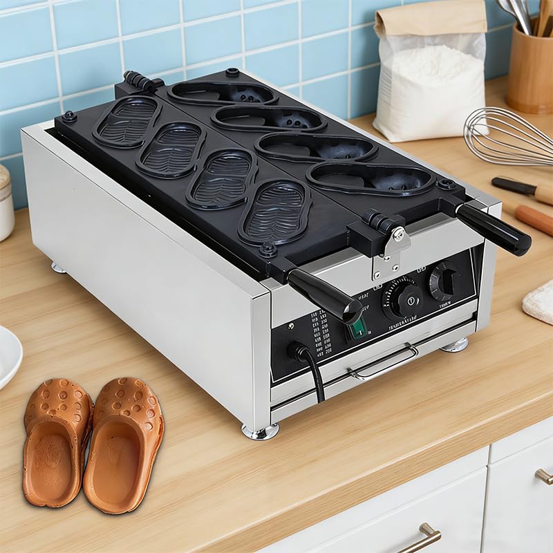 Macchina per waffle per forme creative, design in acciaio inossidabile, rivestimento antiaderente, facile da pulire, per cucina domestica e panetteria, perfetta per fare cialde di pesce e scarpe