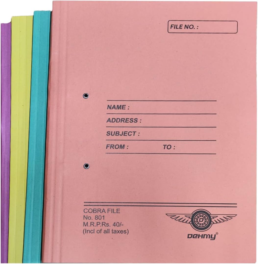 DeHMY Paper Cobra Files with Spring Inside Assorted Colours (10)