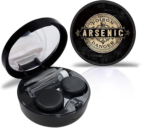 Arsénico - Estuche de contacto personalizado con caja de contacto, estuche de contacto portátil con pinzas de espejo, botella de solución de