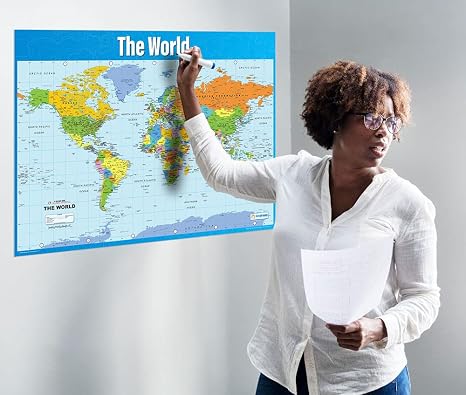 Daydream Education World Map Poster, Gloss Paper Extra Large A1 (850 mm x 594 mm) - Geography Wall Chart for Classroom & Home