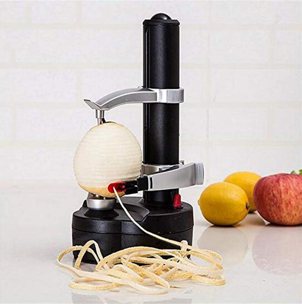 Electric Potato Peeler Automatic Rotating Apple Potato Peeling Machine Multifunction Stainless Steel Kitchen Fruit and Vegetable Electric Peeler (Black)