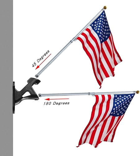Vista 9 de Soporte para asta de bandera de acero inoxidable 304, soporte de asta de bandera resistente para asta de bandera de 1.02 pulgadas con 2 posiciones