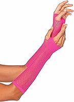 Vista 5 de Leg Avenue Guantes sin dedos de imitación con cordones Azul neón