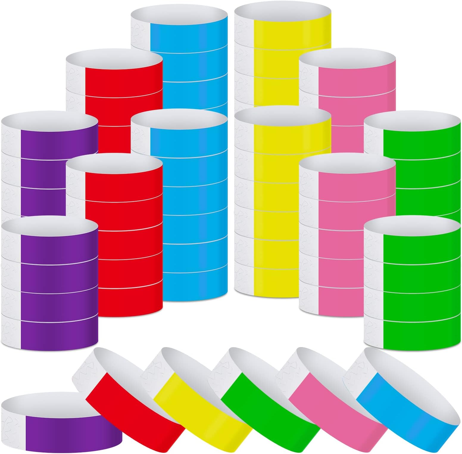 WristCo 5 Color Variety Pack Tyvek Wristbands for Events