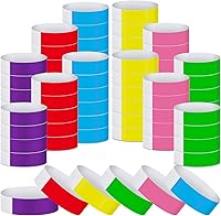Tudomro 1200 Pack Neon Waterproof Paper Wristbands for Events - 6 Colors (Yellow, Green, Blue, Red, Purple, Pink) Party Concert ID Bands