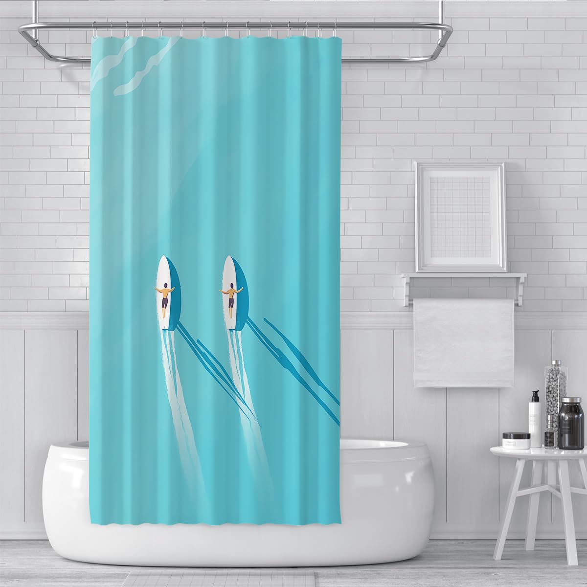 Moderner Schnellboot Meerwasser Kunst-Duschvorhang W180xL200 cm