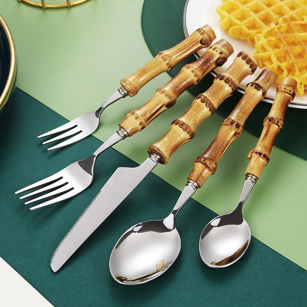 Amosfun 3 Set Set di posate in gadget ciotole da tavola cutlery set kit taglierino cucchiaio posate per cibo occidentale Acciaio inossidabile