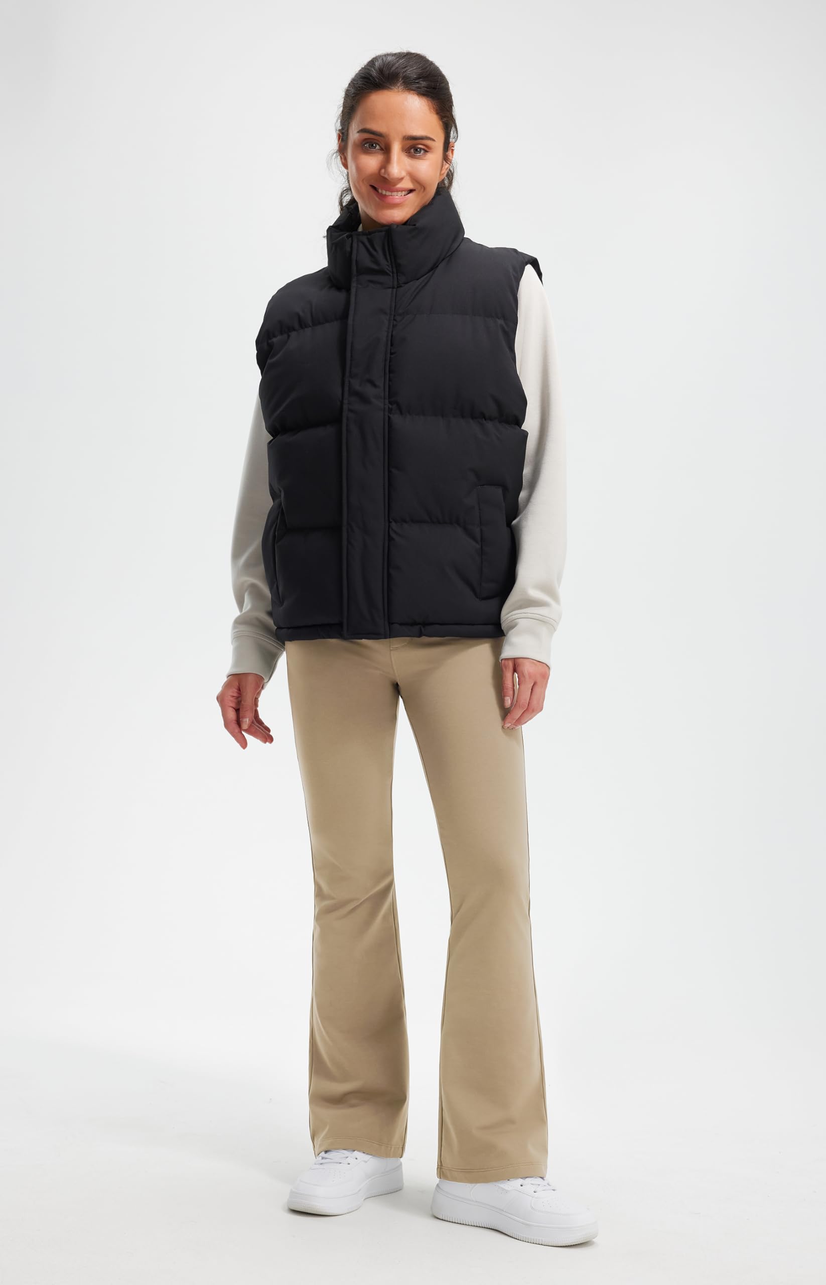 Libin Leggings Termici da Donna con Flared Pantaloni Invernali in Pile Vita Alta Impermeabili da Yoga Trekking con tasch