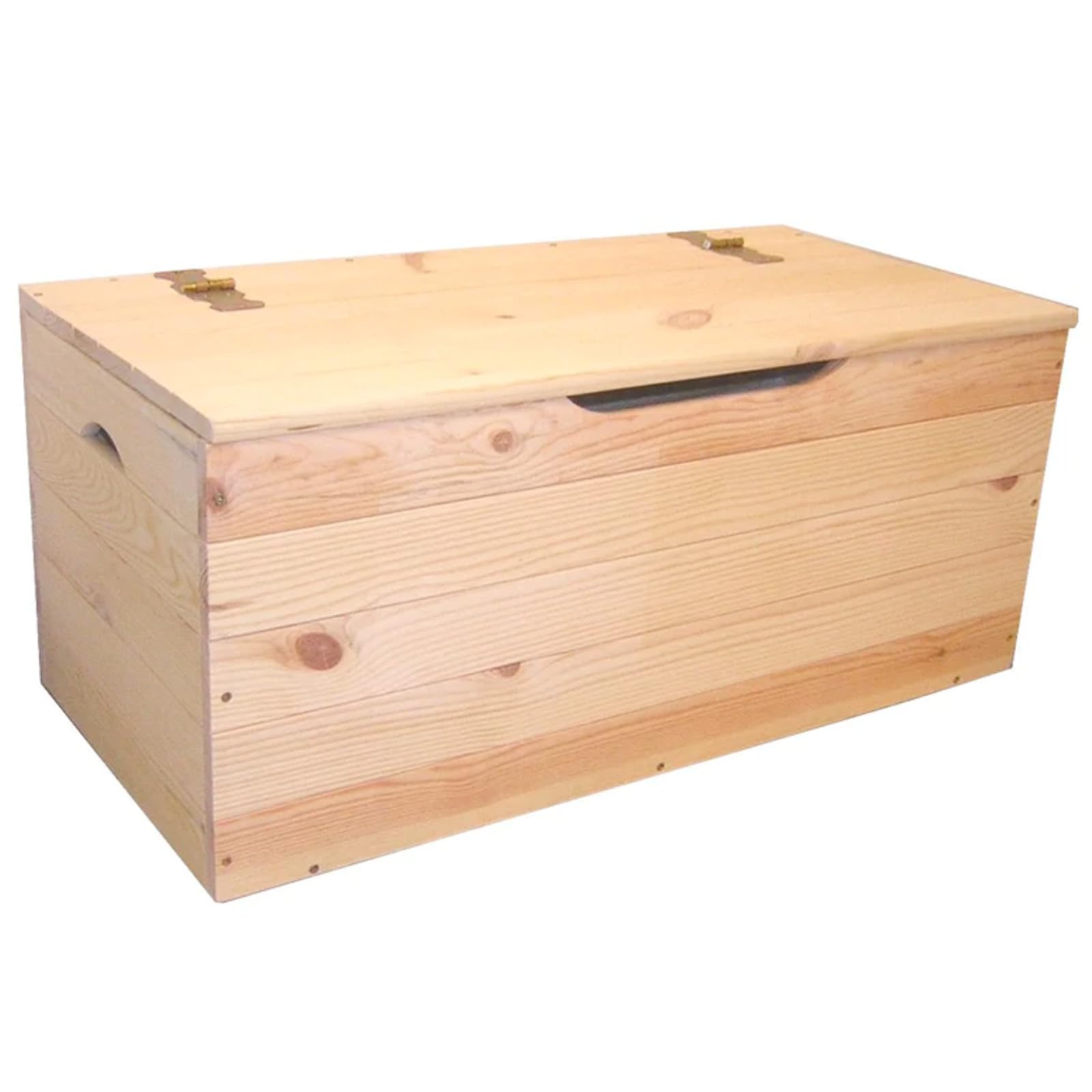 Contenitore Baule in Legno Pino Essiccato Grezzo Cassapanca Salvaspazio con Fessure Laterali Trasporto Ideale per Interno o Esterno (100x40x40)