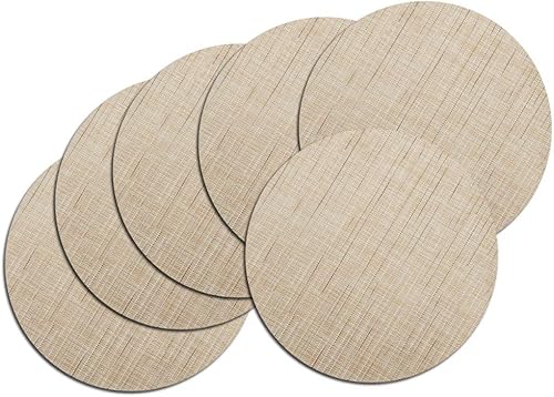 Juego de 6 manteles individuales redondos, lavables, antideslizantes, de 13.8 pulgadas, para decoración de Navidad, hogar, boda, fiesta, color beige