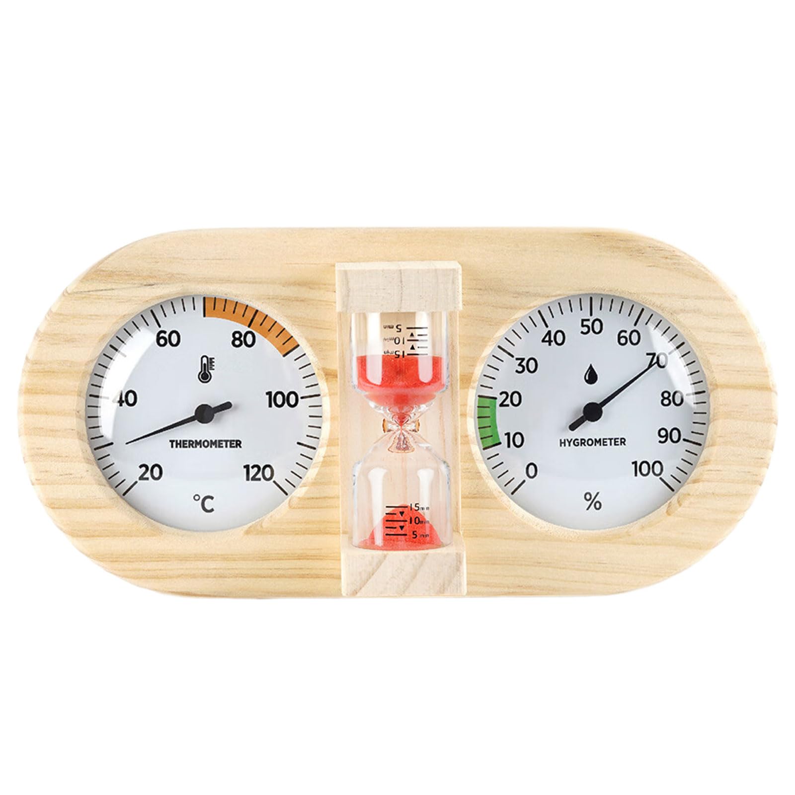 Tsophreniq Red Temperature Humidity Meter With 15 Minutes Sand Timer Room Thermometers Hygrometer Gauge For Sauna Room Sauna Humidity Meter