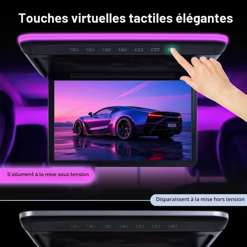 Moniteur de voiture 10,1 pouces 1080p vidéo HD numérique TFT écran large écran ultra-mince monté voiture toit rabattable lecteur HDMI IR FM USB