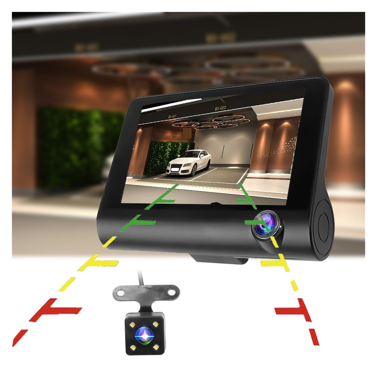 Cámaras de 3 canales DVR for coche 4,0 ''HD 1080P grabadora de conducción de doble lente con cámara de visión trasera grabadora de vídeo gran angular 170 sensor G(With 32G TF)