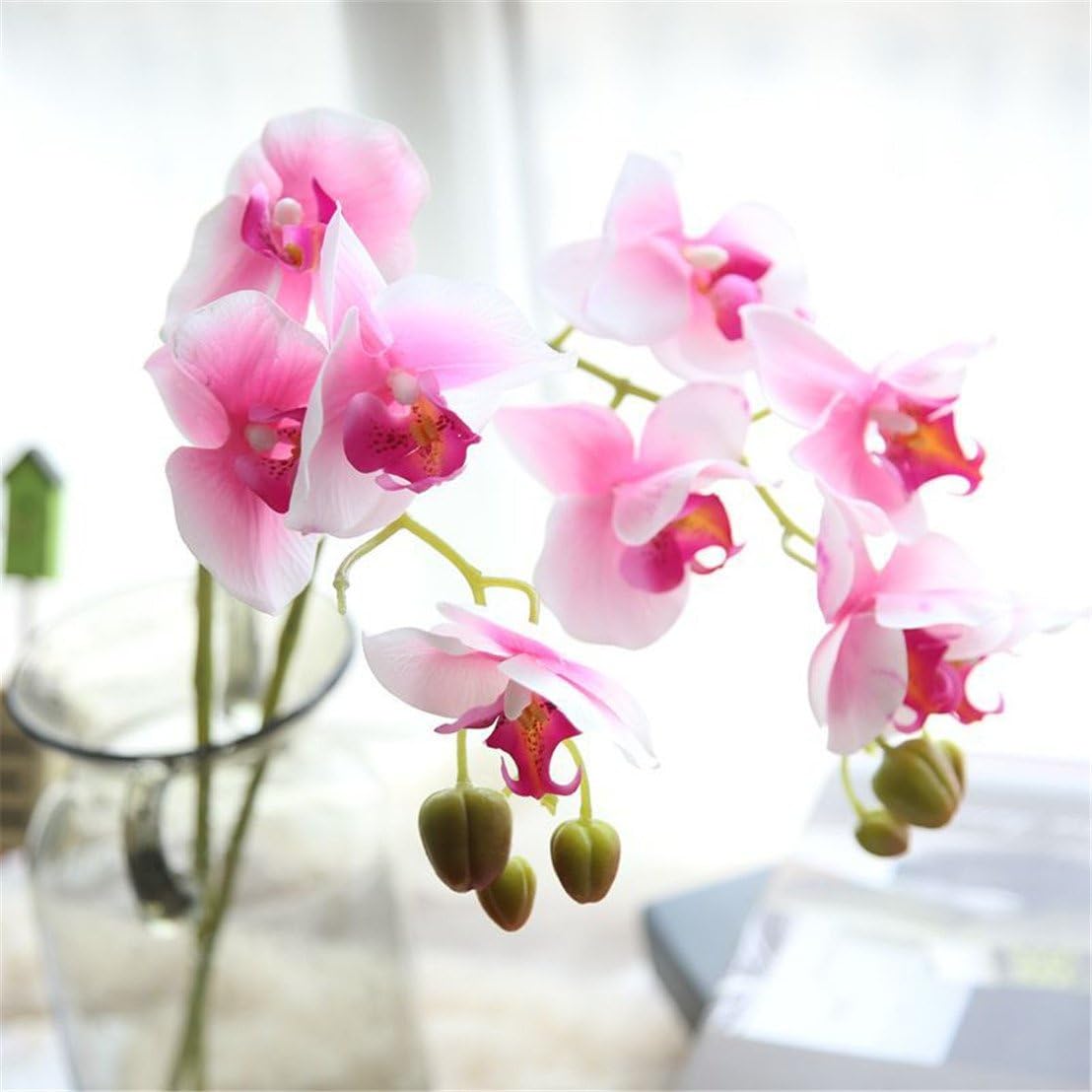 5 Pieces 28" Artificial Flowers Fake Phalaenopsis Orchids Red