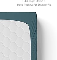 Vista 3 de Natemia Sábana bajera ajustable de 1 pieza, 100% algodón orgánico, 39 x 75 pulgadas, para colchones estándar de hasta 16 pulgadas, algodón de punto