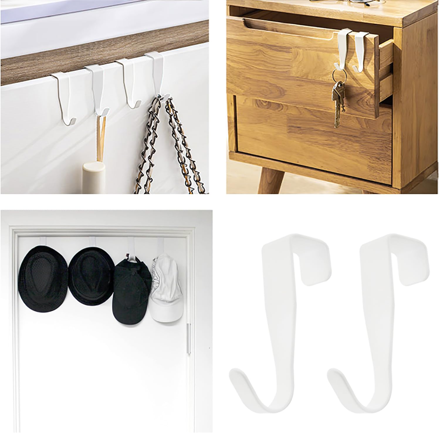 ZZLZX 4-Pack Stainless Steel Door Hooks - Brushed Metal, No Drill Hanging Hooks For Towels, Hats, Kitchen, Bathroom