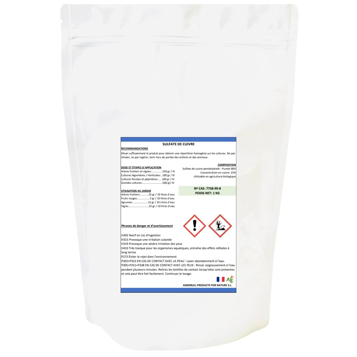 Sulfate de Cuivre 1KG | AGROBULL PRODUCTS FOR NATURE |