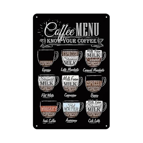 YOYI ART Coffee Bar Sign - Metal Tin Vintage Menu