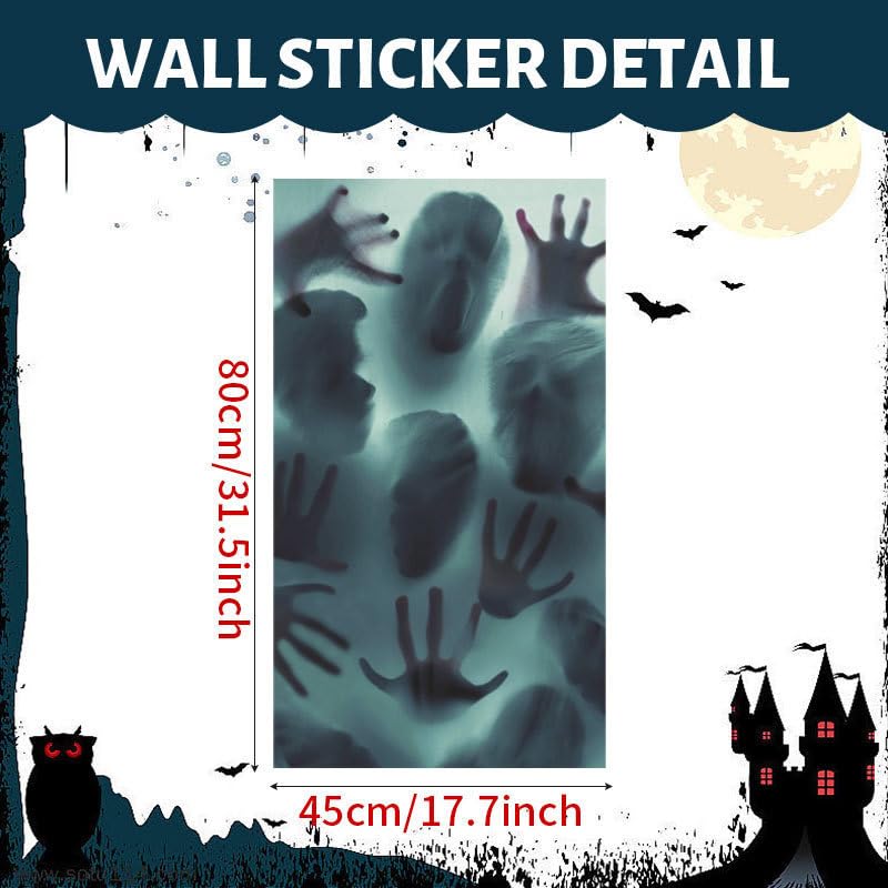 Autocollants Empreintes De Pas Phosphorescentes Halloween - 2 Feuilles PVC, Brillent Dans Le Noir, Vert