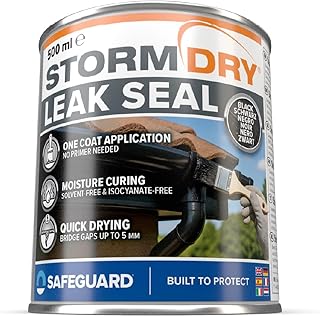 Stormdry Flüssigkunststoff Schwarz 500 ml - Schnelle Reparatur fürs Dach | Dachabdichtung - Flachdach, Garagendach, Carport, Regenrinnen - Wetterfest