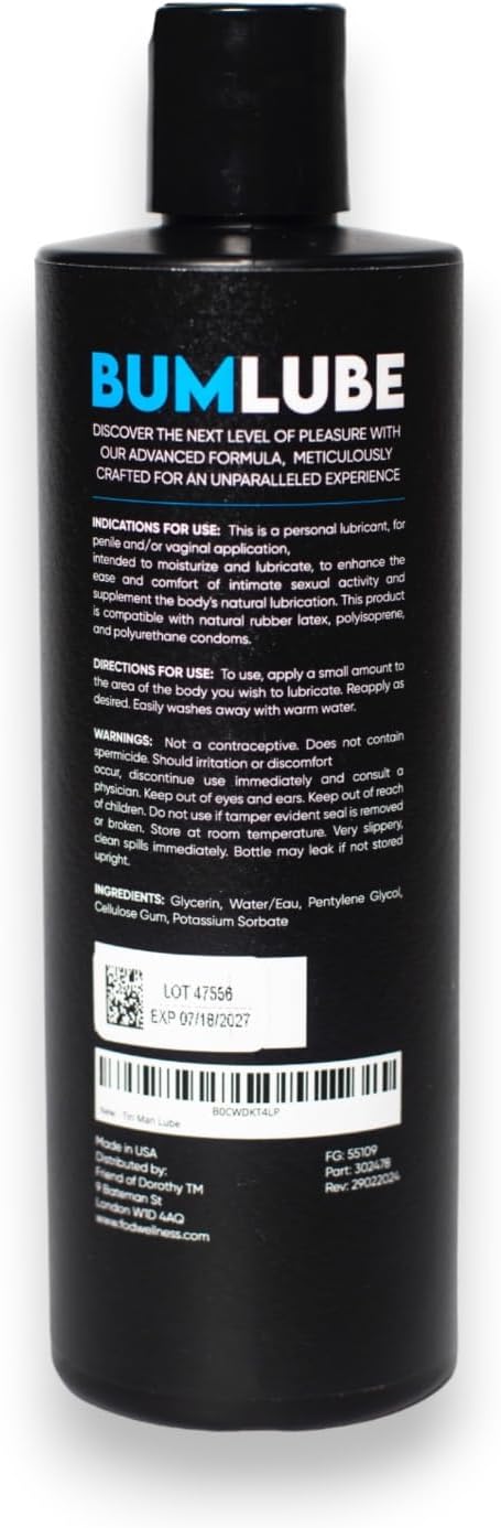 Bum Lube – Ultra-Slick Water-Based Lubricant – 12oz – Long-Lasting, Toy-Safe & Easy Clean-Up – Unscented & Gentle on Skin