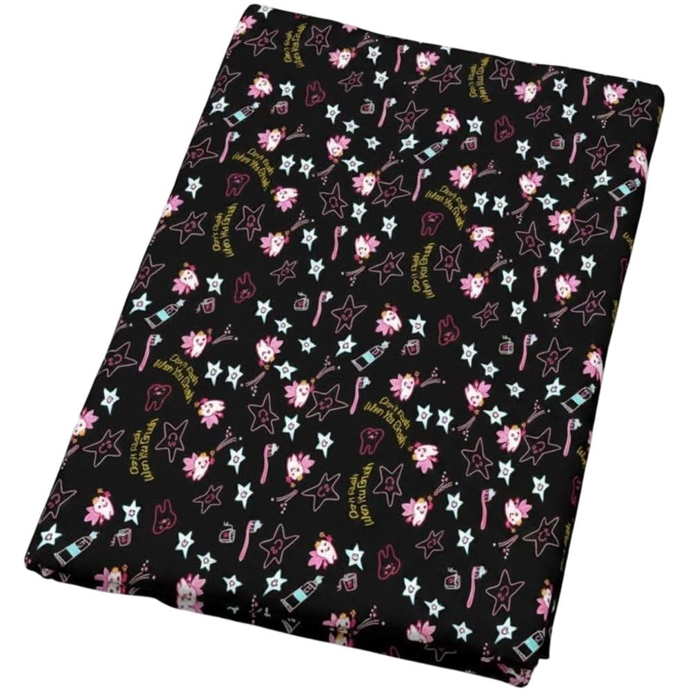 Sslvya Tooth Pattern Fabric, Tooth Print Decorative Fabric for Sewing, Quilting, Crafts, Diy Projects