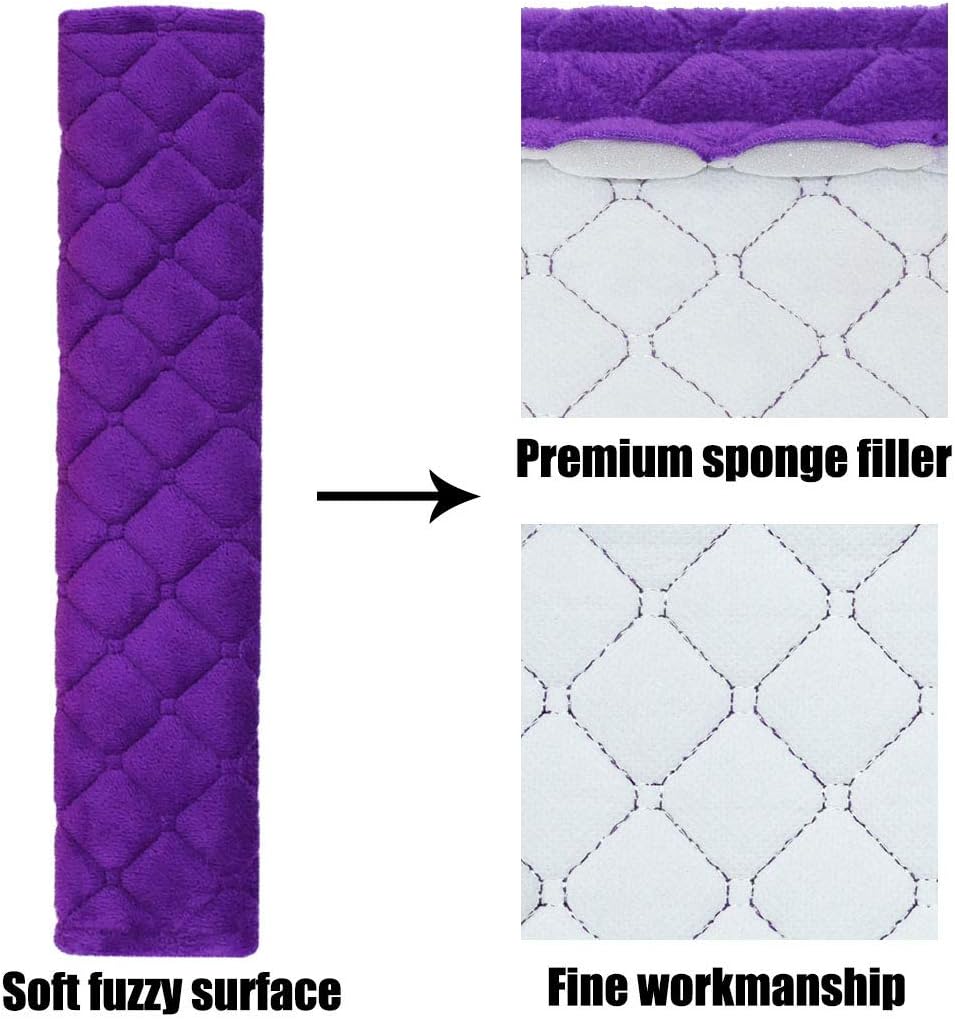 MIRKOO Car Seat Belt Cover Pad, 2-Pack Soft Car Safety Seat Belt Strap Shoulder Pad for Adults and Children, Suitable for Car Seat Belt, Backpack, Shoulder Bag, Laptop Computer Bag (Purple)