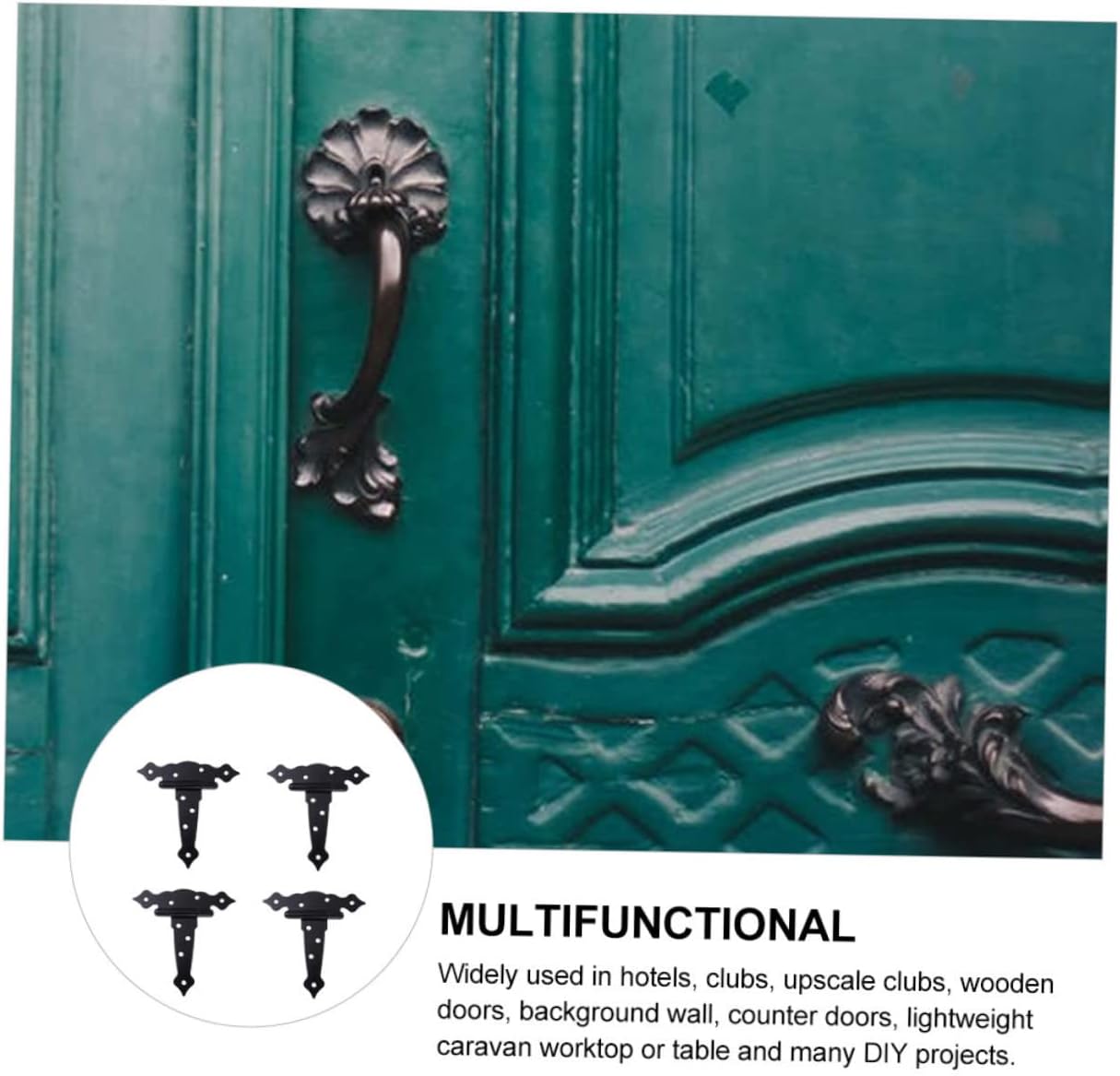 NUOBESTY 4pcs Heavy Duty Hinges Decorative Door Hinges for Barns Gates Sheds Easy Install Noise-reducing Design