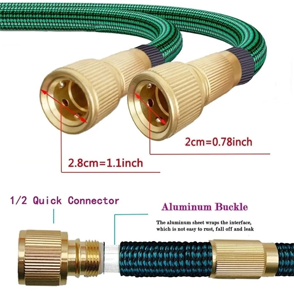 Manguera de jardín expandible Lavado de automóviles de Alta presión Manguera de Agua Flexible mágica Tubo de plástico con hervidor de Espuma Pistola de pulverización (Color : 50ft)