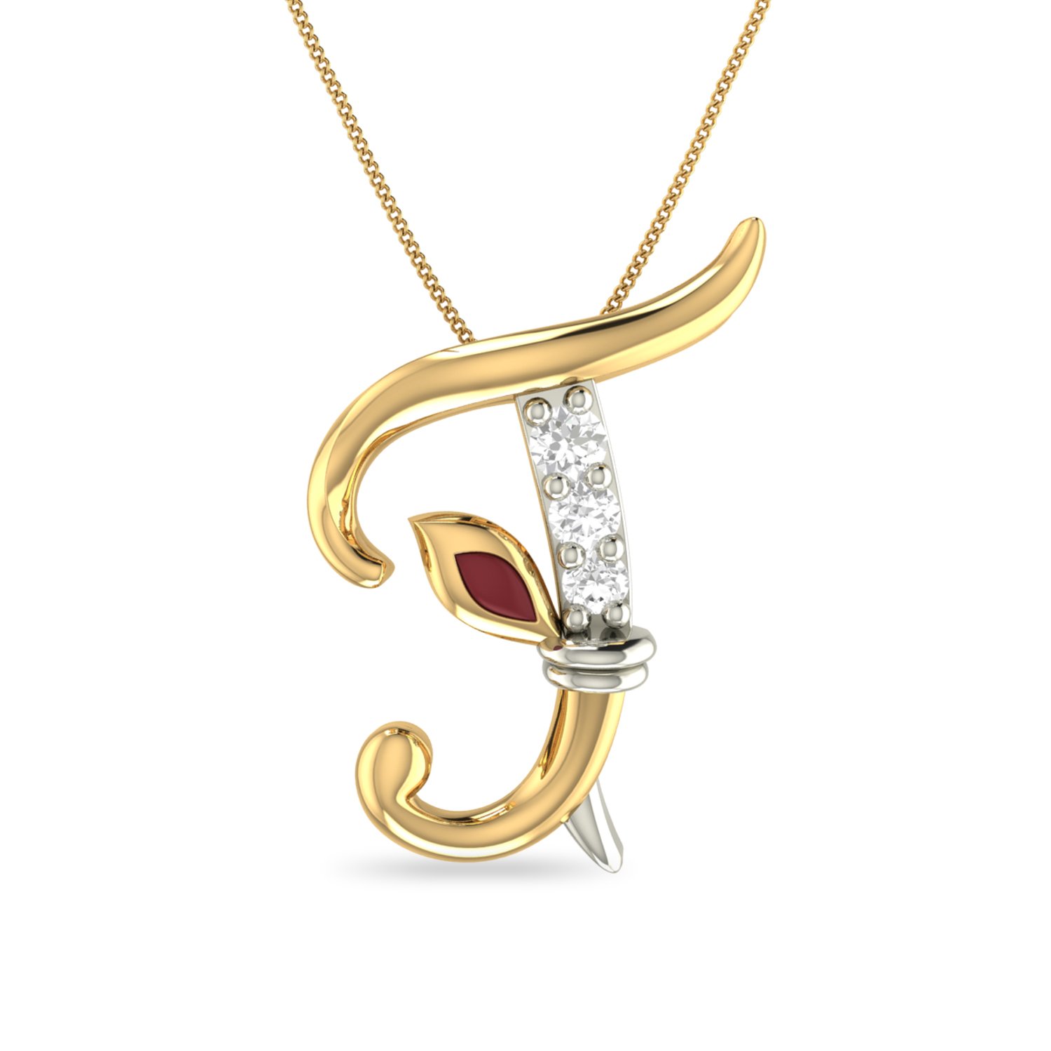 pc jeweller The Alphabet J 18KT Yellow Gold and Diamond Pendant for Women-picture-24