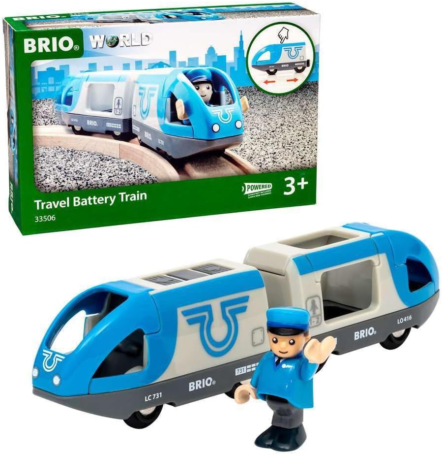 BRIO World - 33506 Travel Battery Train | 3-Piece, Battery-Operated Toy Train Set | Ideal for Kids Ages 3 and Up | Compatible with All BRIO Train Sets
