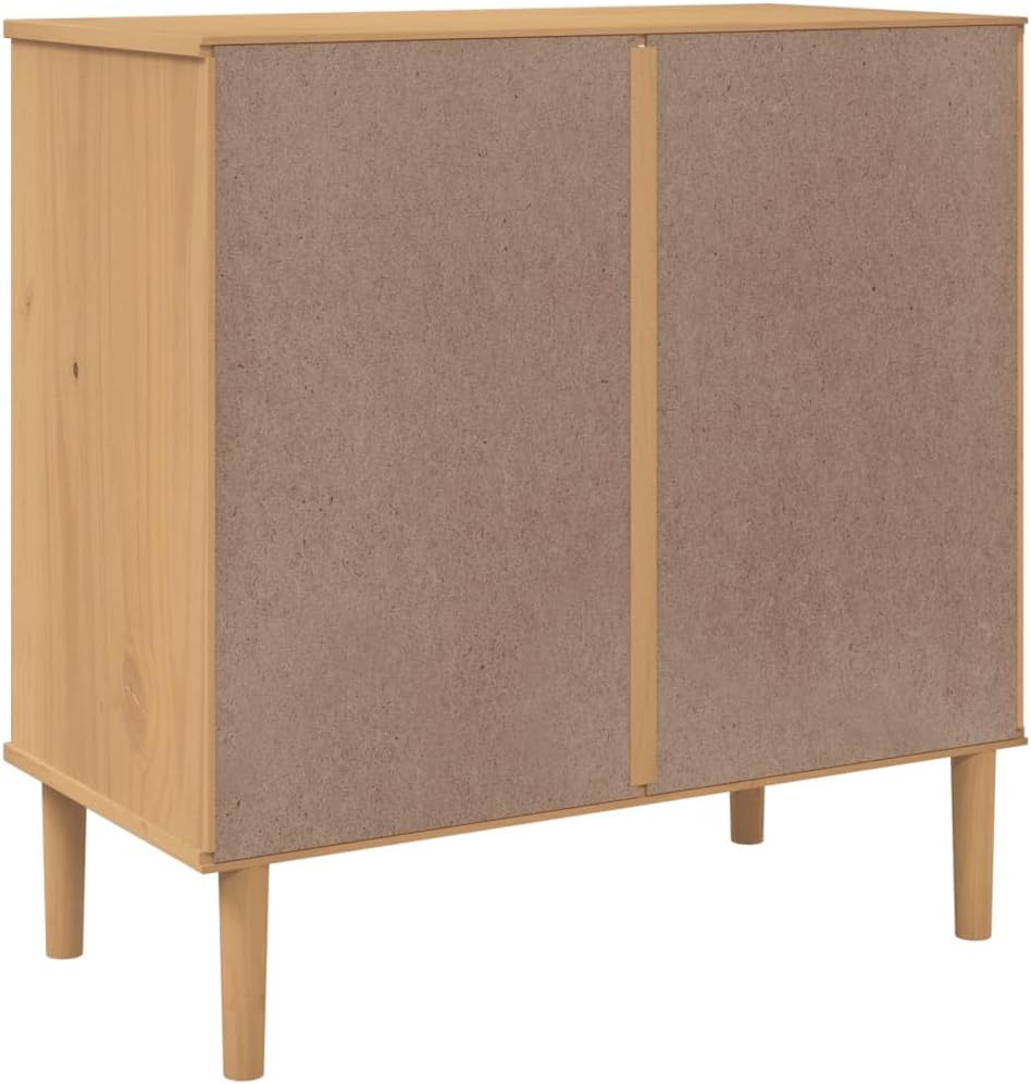 vidaXL - Stylish Drawer Cabinet SENJA, Brown Solid Pinewood with UV Varnish Finish, Fitted with Poly Rattan Drawer Fronts - 31.5"x15.7"x31.5"