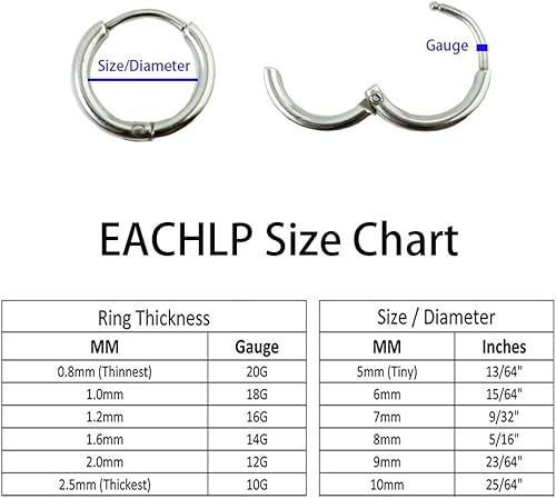 Miniatura 5 de Aretes de aro pequeños sleeper unisex chapados en oro real de 18K de acero quirúrgico, anillo para la nariz, anillo de septum, anillo de hélice,