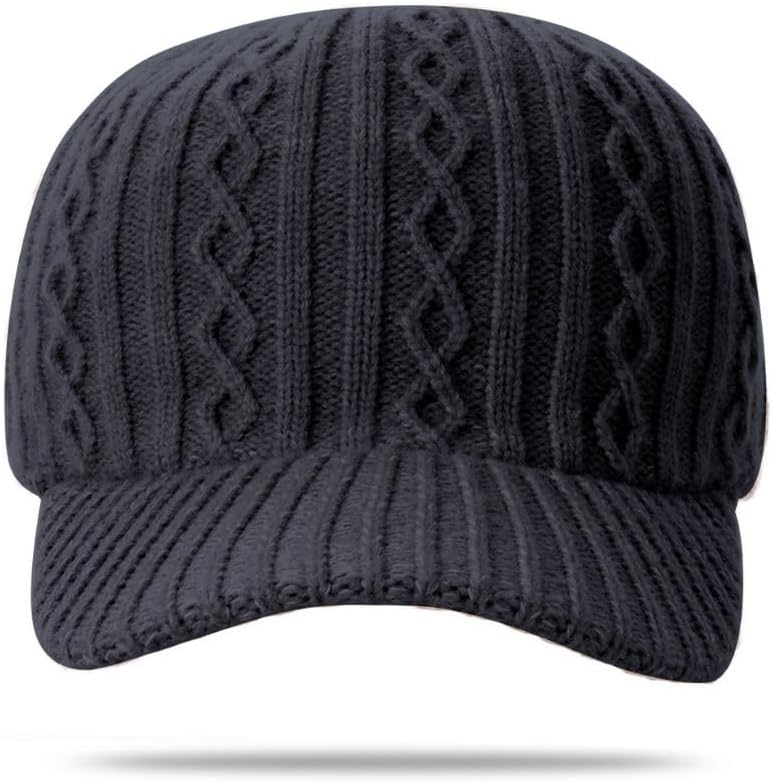 Knitted Baseball Cap for Winter, Wool-Blend Visor Beanie, Warm Outdoor Hat for Men and Women, Cold Weather Protection - Image 2