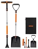 AstroAI 2" 1 Ice Scraper & Snow Shovel Kit&comma; 47&period;2" Ice Scrapers for Car Windshield and 360° Pivoting Snow Brush&comma; Extendable Snow Shovel with Foam Grip for Car&comma; Trucks&comma; SUVs&comma; Vehicles（Orange）