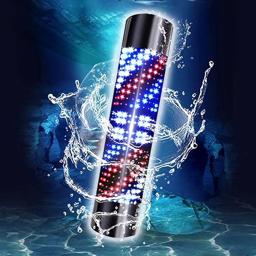 Miniatura 2 de Barbería poste rojo blanco rayas azules luz LED giratoria impermeable ahorro energía lámpara de pared salón tienda cartel