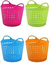 سلة بلاستيكية صغيرة الحجم ومتعددة الاستخدامات بألوان زاهية، مناسبة لتنظيم المستلزمات المكتبية الصغيرة في المنزل أو المكتب، مجهزة بتصميم دائري ومقابض حمل مريحة (2)
