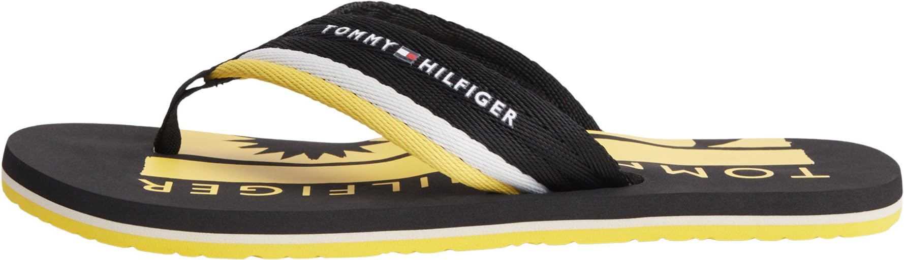 Tommy Hilfiger Men's Black Stripe Webbing Strap Flip-Flops