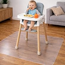 DecoHomeTextil Transparent Splash Mat Under the Baby High Chair, Floor Mat, Square, 110 x 110 cm, Splash Guard Mat, Water-Repellent, Washable, Odourless