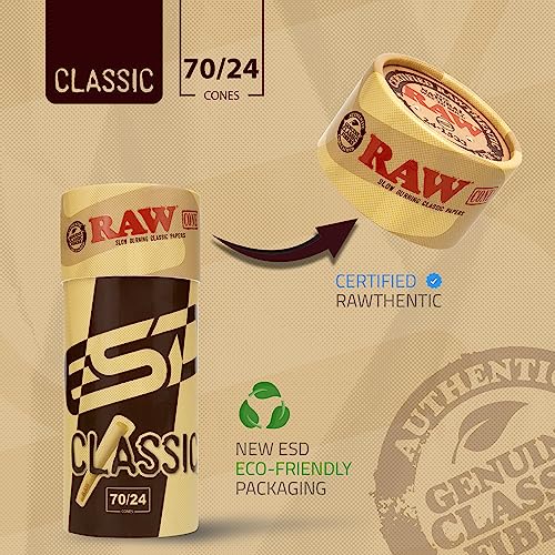 Image of RAW Dogwalker Mini Single Size Cones Rolling Papers 70 /30 Size - 150 Pack Smaller than 1 1 /4 - Slow Burning - Great for Quick Sessions