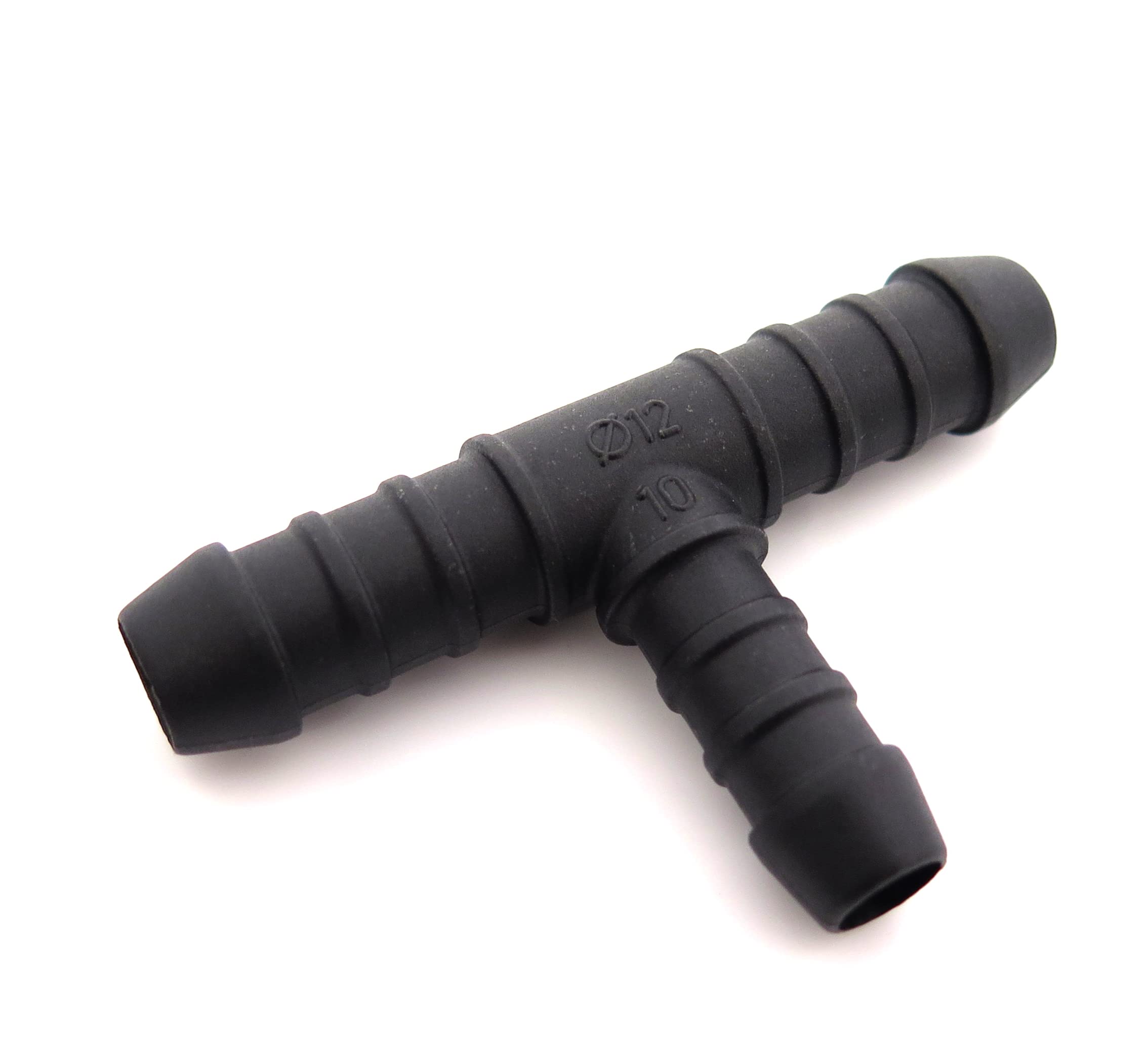 Hose Pipe / Tube Connectors Black 2X Hose Tube Pipe 3-Way T-Piece 10Mm To 2X 12Mm Tube Pipe Connector Joiner Air Fuel Water - Free First Class Uk Postage!