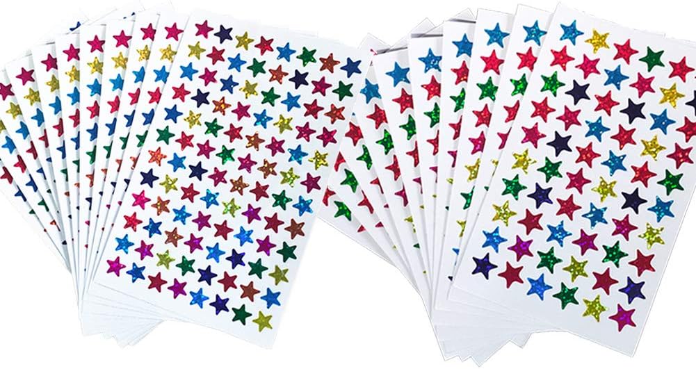 Pack of 1560pcs 1cm&1.3cm Self Adhesive Assorted Colors Laser Shiny Sparkle Star Stickers Kids Students Rewards Teachers Supplies(1cm&1.3cm)